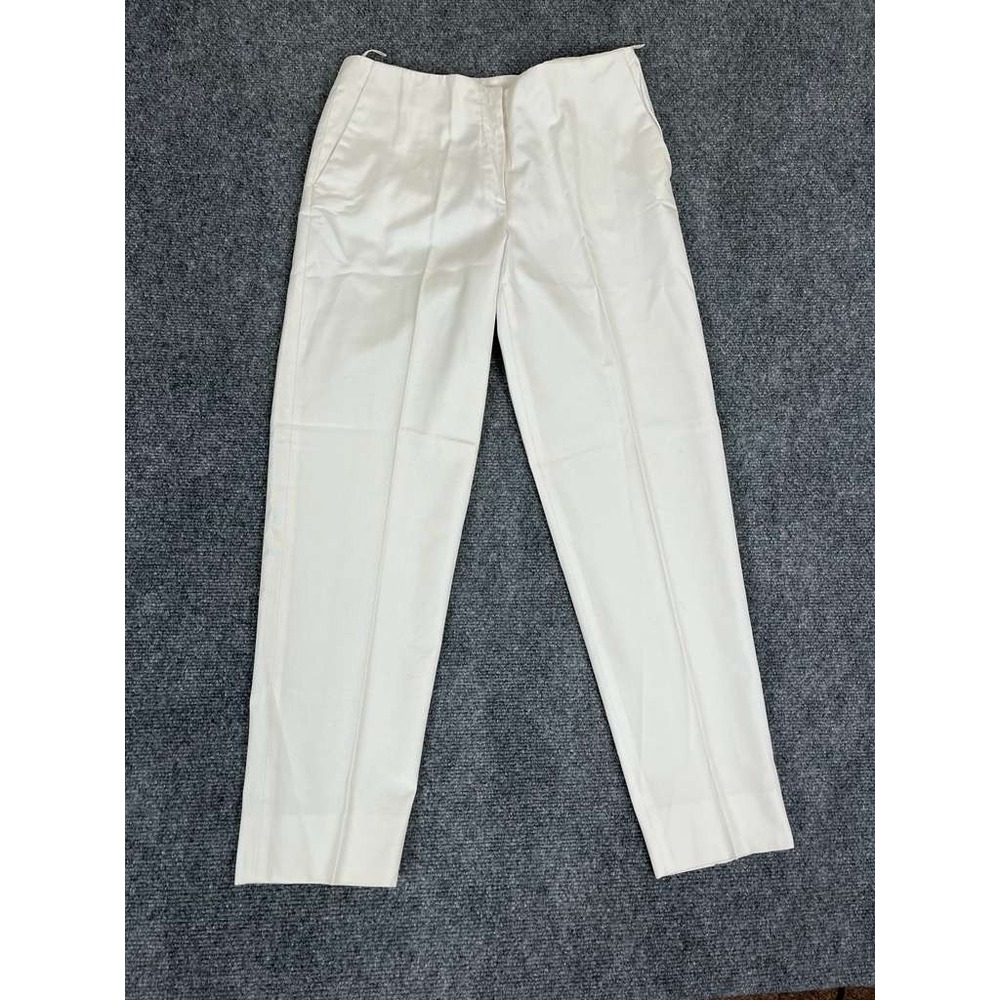 Miu Miu Shiny Ivory Wide Leg Trousers Size 40 Pleated Pants